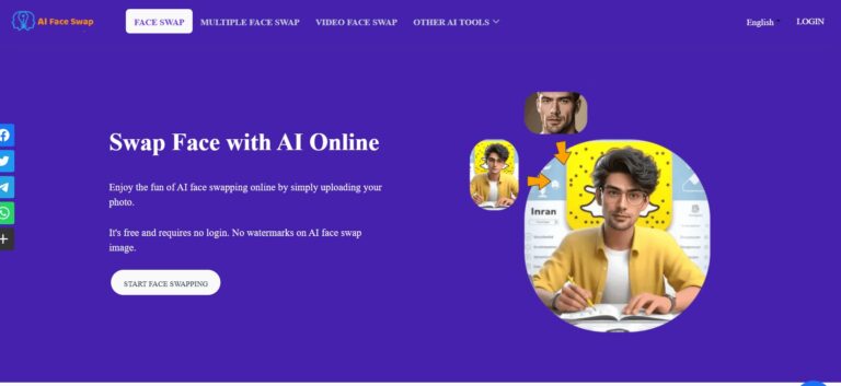 Homepage interface of AI Face Swap IO showing multiple AI tools