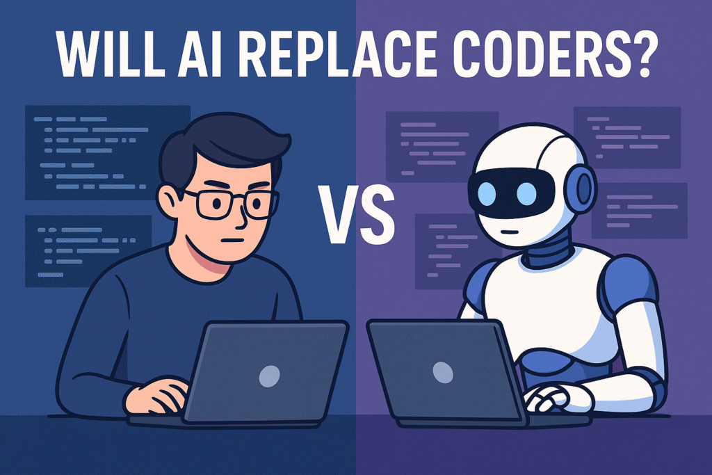 Artificial intelligence and human coder side by side